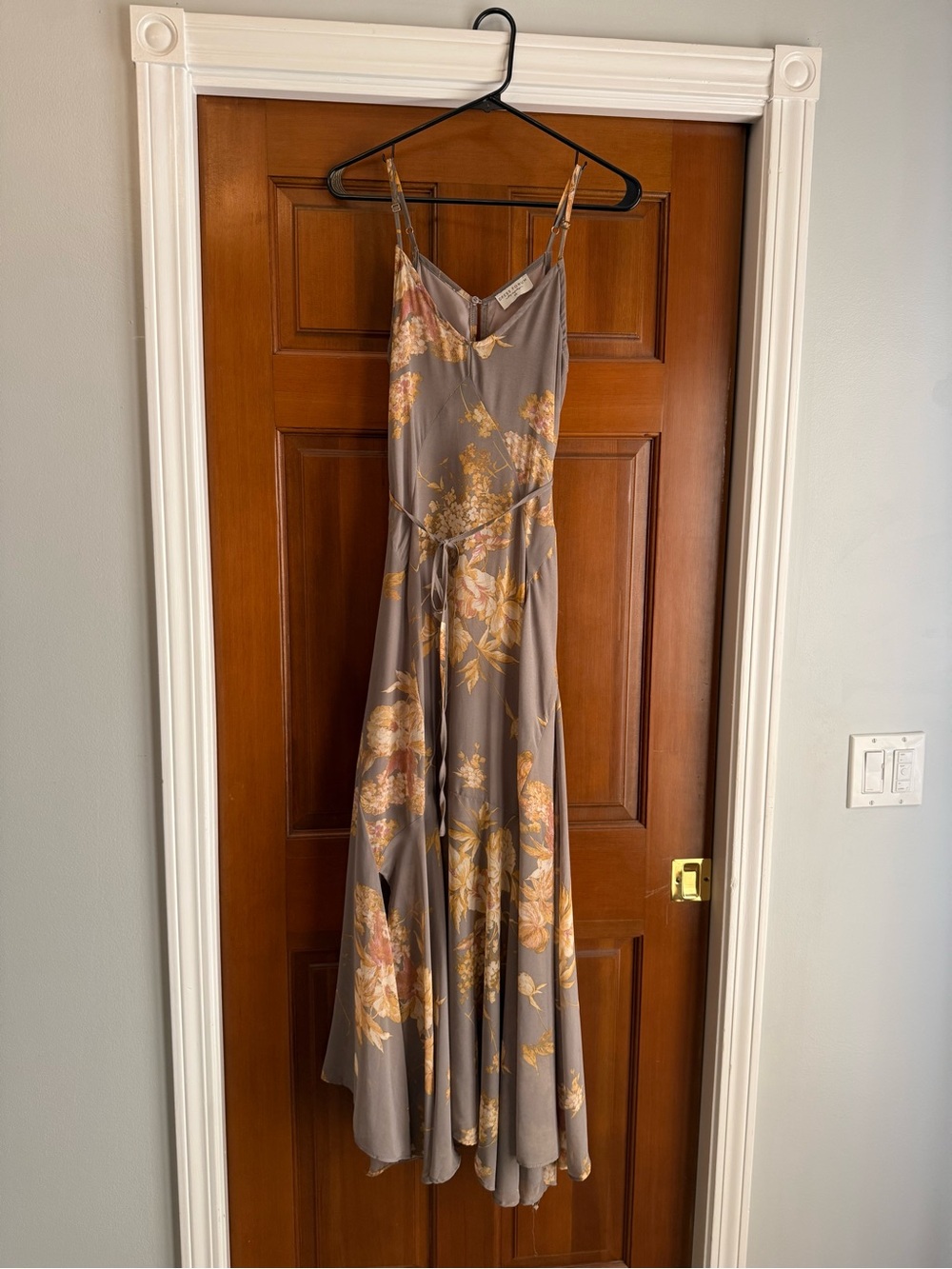 Lulu's Gray Maxi Dress with Gold Floral Print - Picture 7 of 7